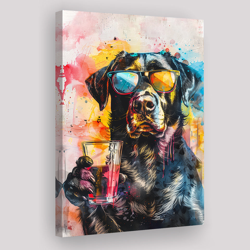 Modern Dog With Sunglasses Cool Pet Art, Canvas Painting, Canvas Prints Wall Art Decor