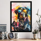 Modern Dog With Sunglasses Cool Pet Art, Framed Art Print Wall Decor, Framed Picture