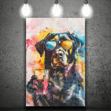 Modern Dog With Sunglasses Cool Pet Art, Canvas Painting, Canvas Prints Wall Art Decor