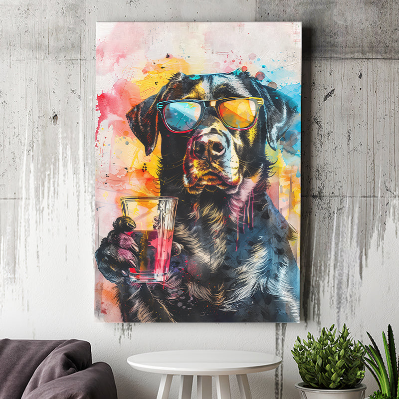 Modern Dog With Sunglasses Cool Pet Art, Canvas Painting, Canvas Prints Wall Art Decor