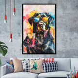 Modern Dog With Sunglasses Cool Pet Art, Framed Art Print Wall Decor, Framed Picture