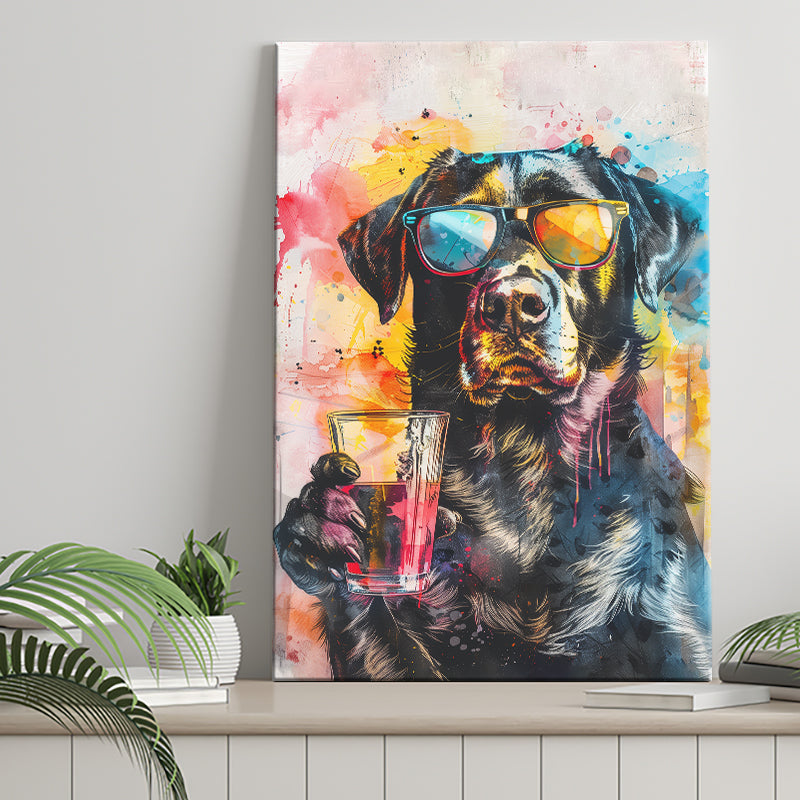 Modern Dog With Sunglasses Cool Pet Art, Canvas Painting, Canvas Prints Wall Art Decor