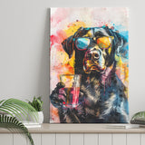 Modern Dog With Sunglasses Cool Pet Art, Canvas Painting, Canvas Prints Wall Art Decor