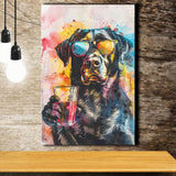 Modern Dog With Sunglasses Cool Pet Art, Canvas Painting, Canvas Prints Wall Art Decor