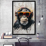 Monkey Wearing Sunglasses, Kids Art, Framed Art Prints Wall Decor, Picture Framed Painting