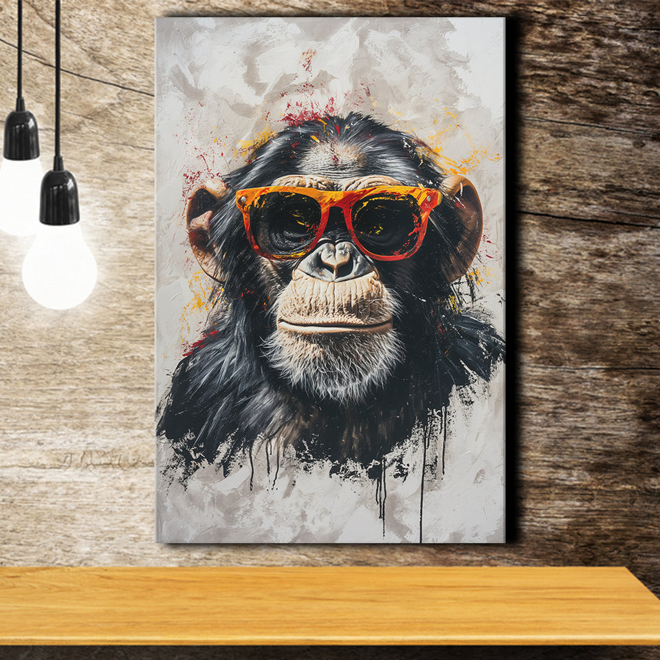 Monkey Wearing Sunglasses, Kids Art, Canvas Prints Wall Art Home Decor, Painting Canvas Art