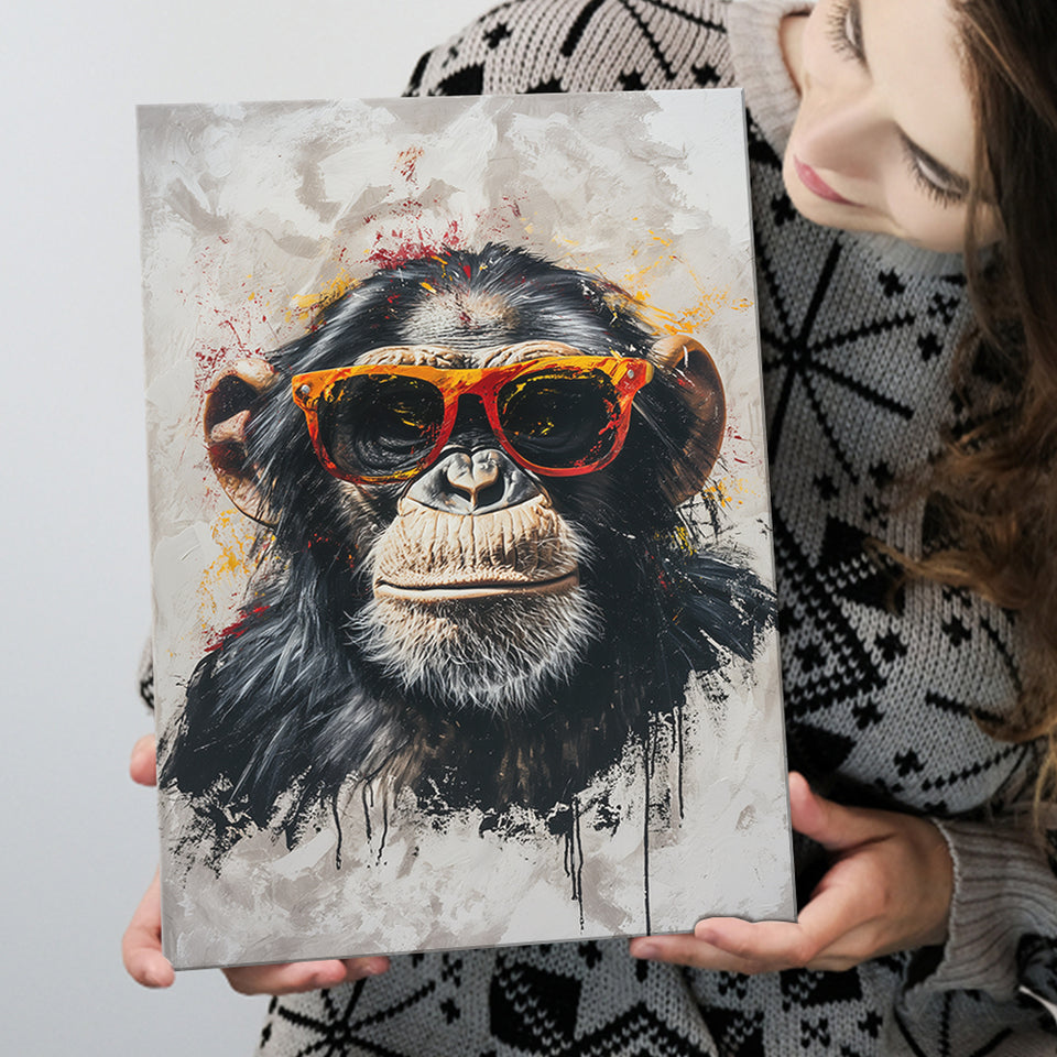 Monkey Wearing Sunglasses, Kids Art, Canvas Prints Wall Art Home Decor, Painting Canvas Art