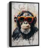 Monkey Wearing Sunglasses, Kids Art, Framed Canvas Prints Wall Art Decor, Floarting Frame Painting Canvas Art