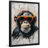 Monkey Wearing Sunglasses, Kids Art, Framed Art Prints Wall Decor, Picture Framed Painting