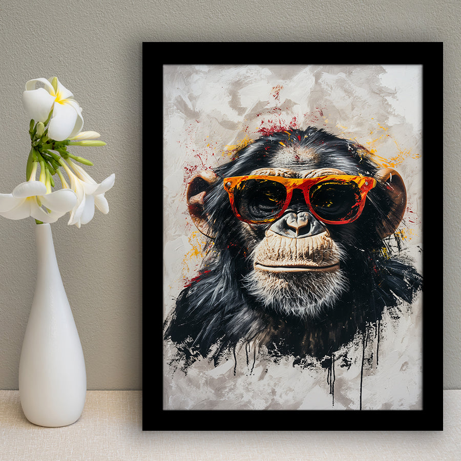 Monkey Wearing Sunglasses, Kids Art, Framed Art Prints Wall Decor, Picture Framed Painting