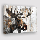 Moose Painted On Wood Background Rustic Art, Canvas Print Wall Art Decor, Landscape Art Print