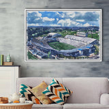Mountaineer Field, Milan Puskar Stadium WaterColor Framed Canvas Prints, Morgantown West Virginia Watercolor, Floating Frame