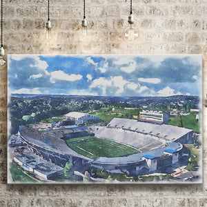 Mountaineer Field, Milan Puskar Stadium WaterColor Canvas Prints, Morgantown West Virginia Watercolor