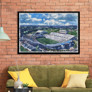 Mountaineer Field, Milan Puskar Stadium WaterColor Framed Art Prints, Morgantown West Virginia Watercolor