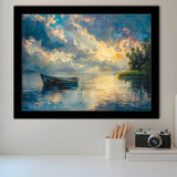 Mute Board and Lemon Clouds in sunset, Painting Art, Framed Art Print Wall Art Home Decor