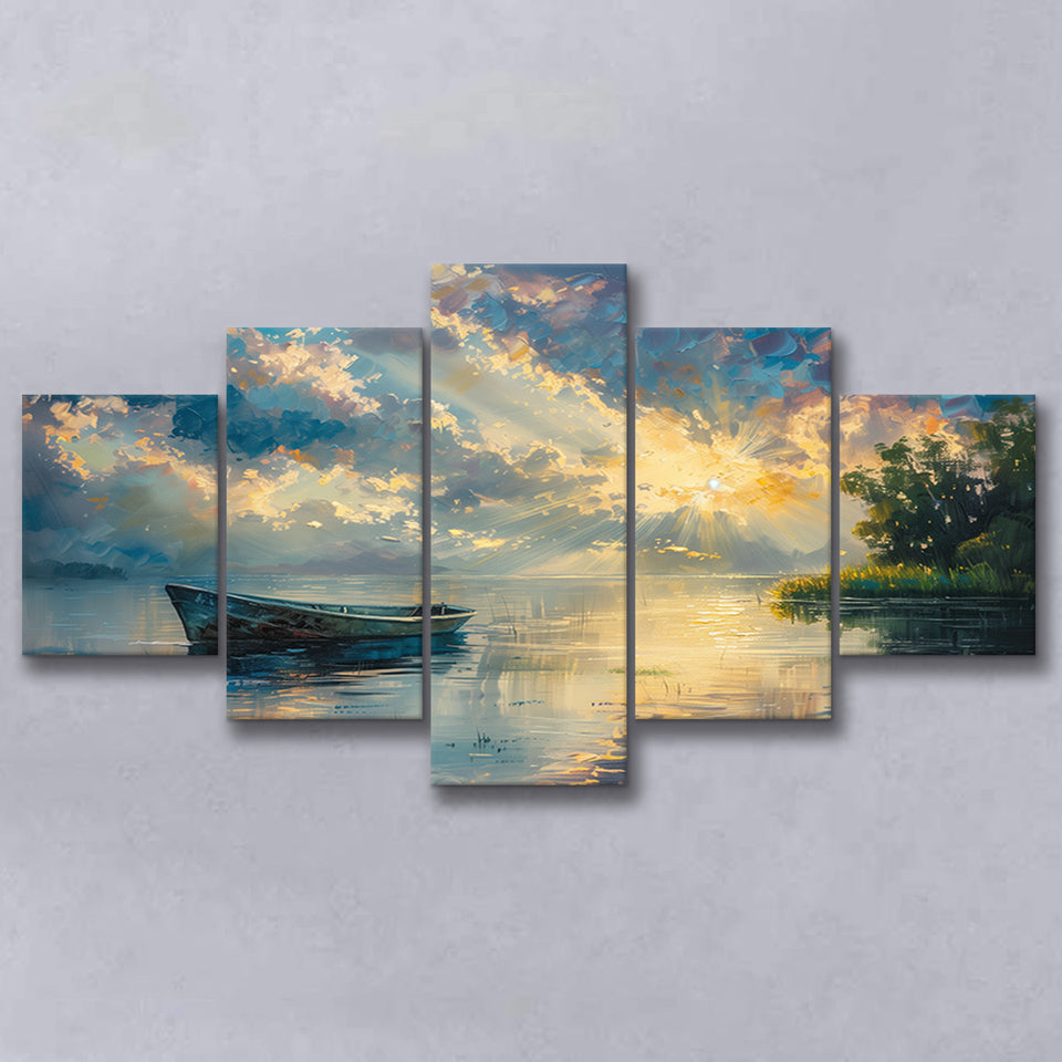 Mute Board and Lemon Clouds in sunset, Multi Panel,Mixed Canvas Print Wall Art Decor