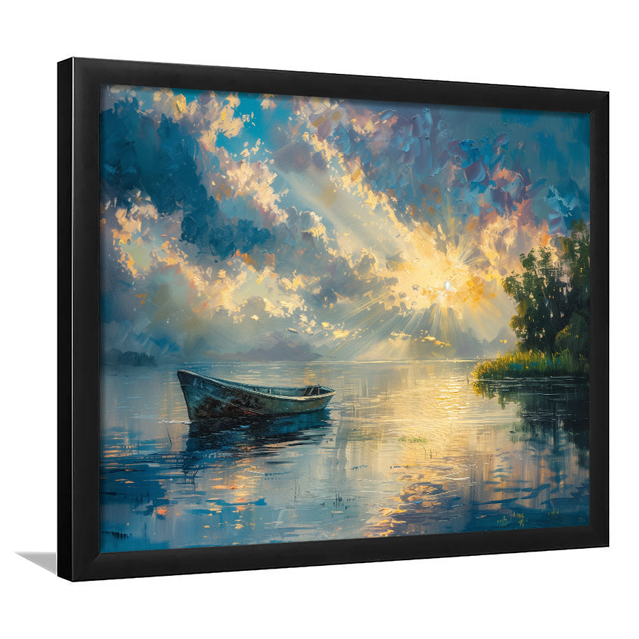 Mute Board and Lemon Clouds in sunset, Painting Art, Framed Art Print Wall Art Home Decor