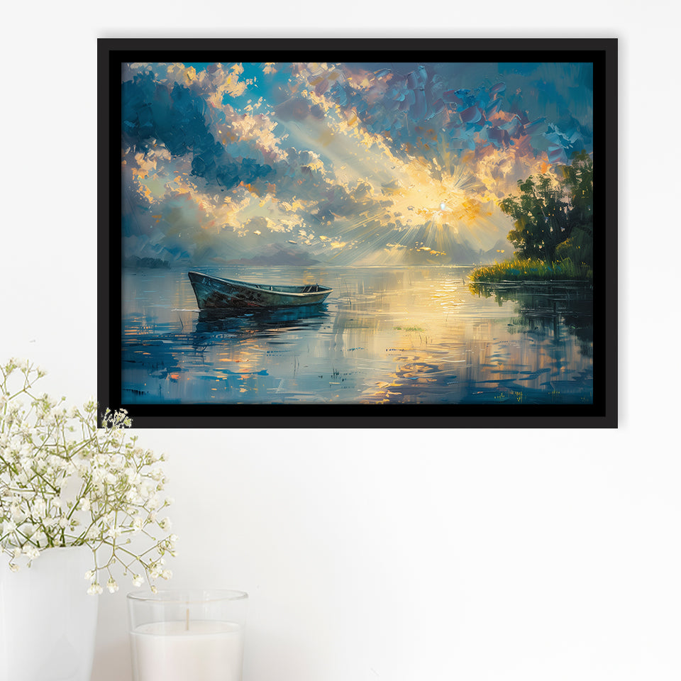 Mute Board and Lemon Clouds in sunset, Floating Frame, Framed Canvas Print Wall Art Home Decor