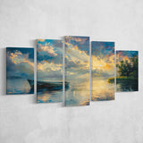 Mute Board and Lemon Clouds in sunset, Multi Panel,Mixed Canvas Print Wall Art Decor
