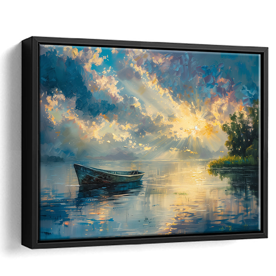 Mute Board and Lemon Clouds in sunset, Floating Frame, Framed Canvas Print Wall Art Home Decor