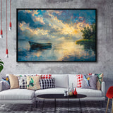 Mute Board and Lemon Clouds in sunset, Floating Frame, Framed Canvas Print Wall Art Home Decor