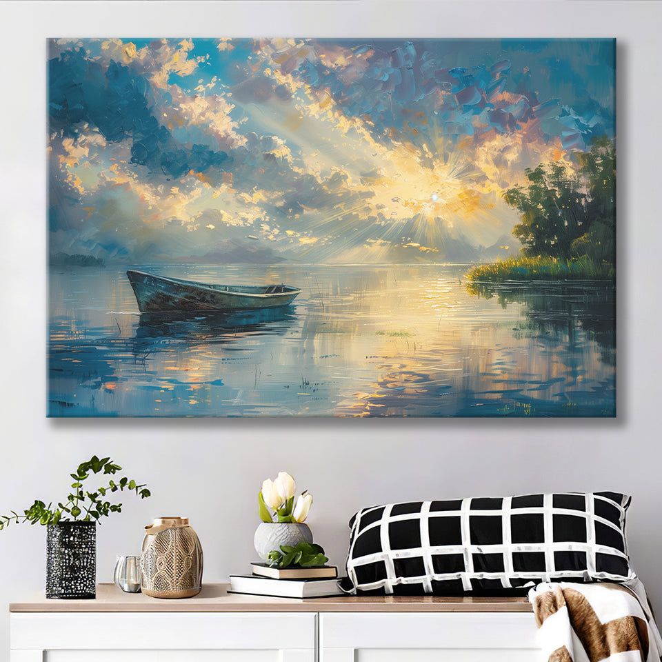 Mute Board and Lemon Clouds in sunset, Art Print, Canvas Print Wall Art Home Decor