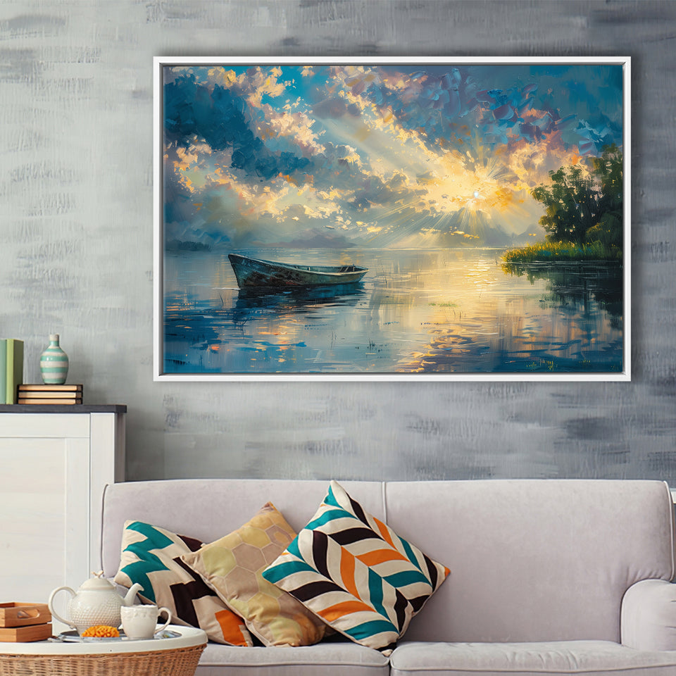 Mute Board and Lemon Clouds in sunset, Floating Frame, Framed Canvas Print Wall Art Home Decor