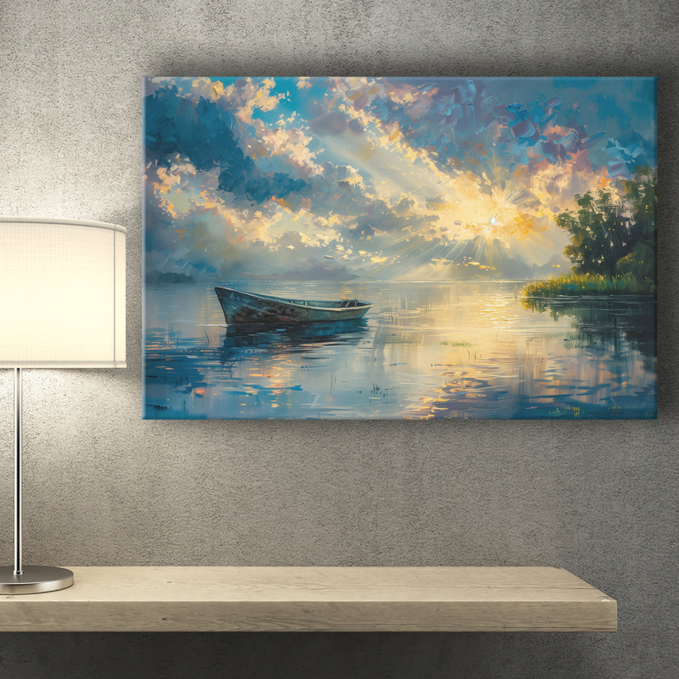 Mute Board and Lemon Clouds in sunset, Art Print, Canvas Print Wall Art Home Decor