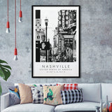 Nashville Usa, Print For Travel Lovers, Black And White, Framed Art Print Wall Decor