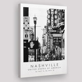 Nashville Usa, Print For Travel Lovers, Black And White, Canvas Print Wall Art