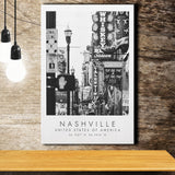 Nashville Usa, Print For Travel Lovers, Black And White, Canvas Print Wall Art