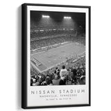 Nissan Stadium Tennessee Titans, Stadium Wall Art For Football Lovers, B&W, Floating Framed Canvas Print