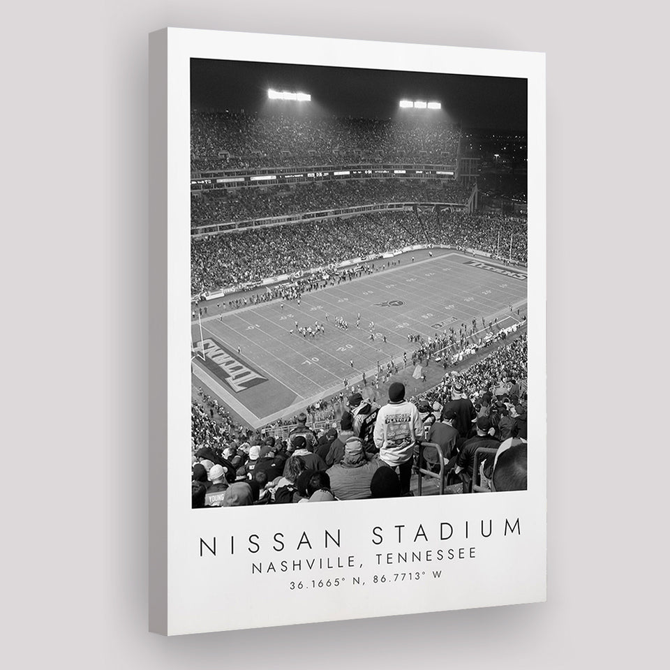 Nissan Stadium Tennessee Titans, Stadium Print For Football Lovers, Black And White, Canvas Print Wall Art
