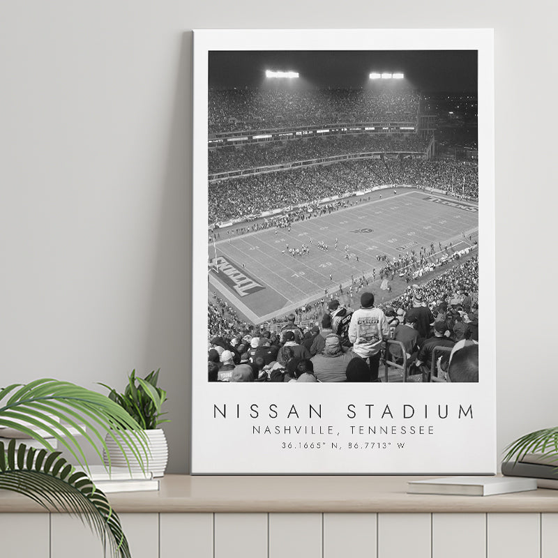 Nissan Stadium Tennessee Titans, Stadium Print For Football Lovers, Black And White, Canvas Print Wall Art