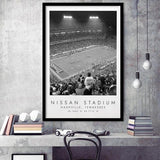 Nissan Stadium Tennessee Titans, Stadium Print For Football Lovers, Black And White, Framed Art Print Wall Decor