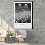 Nissan Stadium Tennessee Titans, Stadium Wall Art For Football Lovers, B&W, Floating Framed Canvas Print