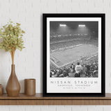 Nissan Stadium Tennessee Titans, Stadium Wall Art For Football Lovers, B&W, Floating Framed Canvas Print