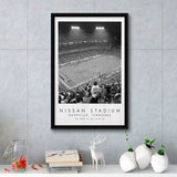 Nissan Stadium Tennessee Titans, Stadium Wall Art For Football Lovers, B&W, Floating Framed Canvas Print