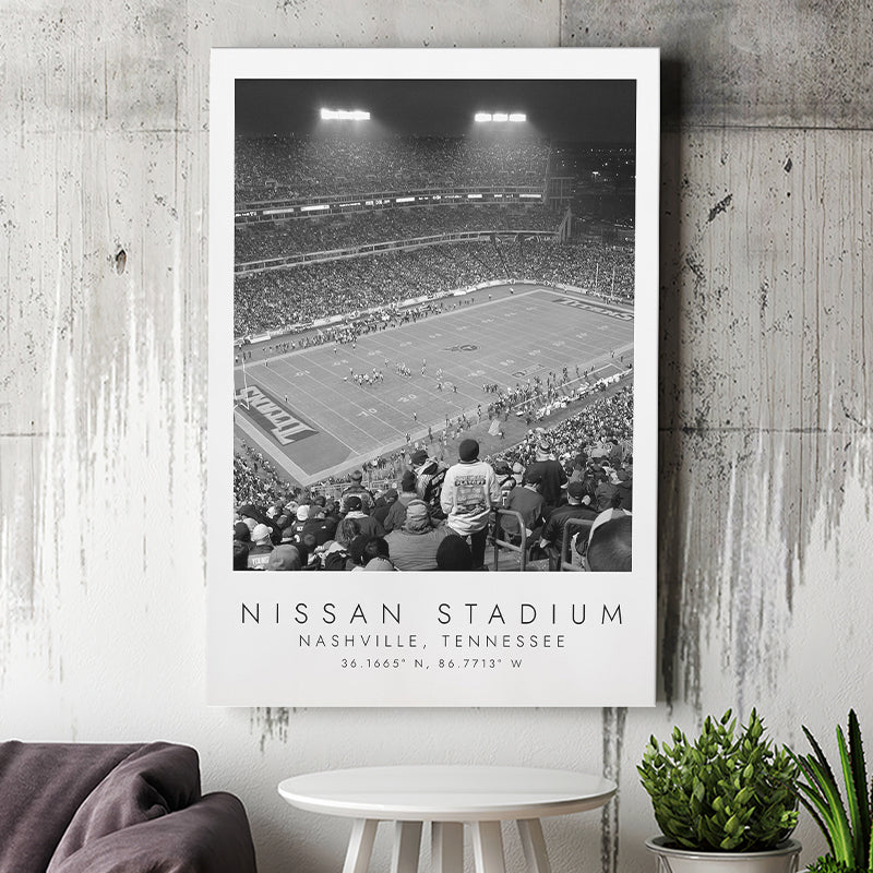 Nissan Stadium Tennessee Titans, Stadium Print For Football Lovers, Black And White, Canvas Print Wall Art