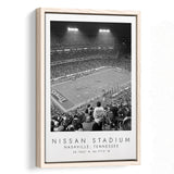 Nissan Stadium Tennessee Titans, Stadium Wall Art For Football Lovers, B&W, Floating Framed Canvas Print