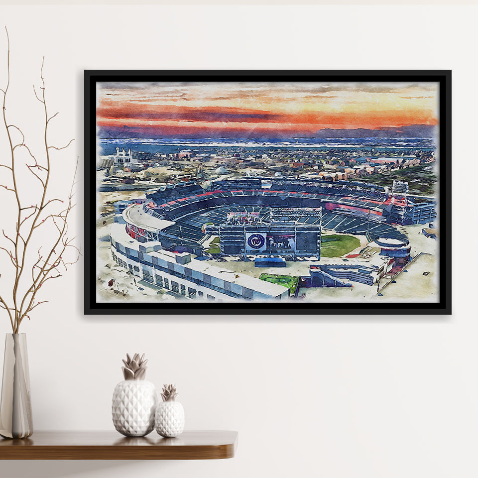 Nationals Park WaterColor Framed Canvas Prints, Washington, D.C. Baseball Watercolor, Stadium Art Gifts, Floating Frame