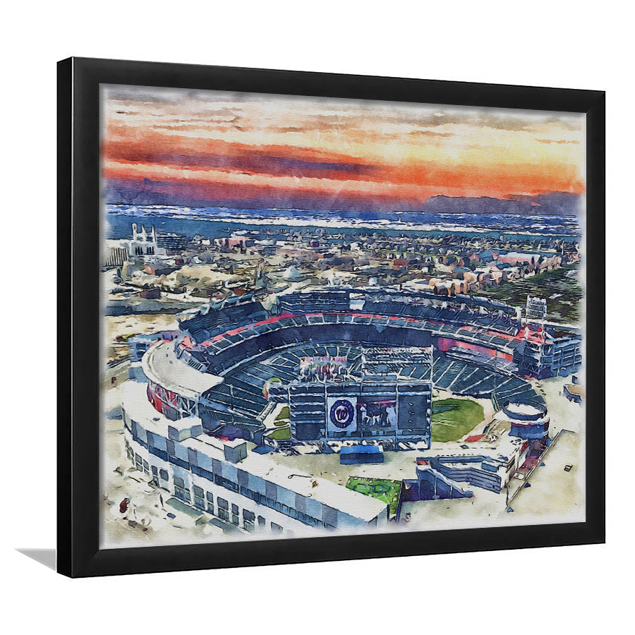 Nationals Park WaterColor Framed Art Prints, Washington, D.C. Baseball Watercolor, Stadium Art Gifts