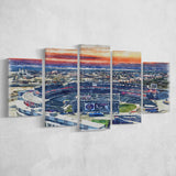 Nationals Park WaterColor 5 Panels Mix Canvas Prints, Washington, D.C. Baseball Watercolor, Large Stadium Canvas
