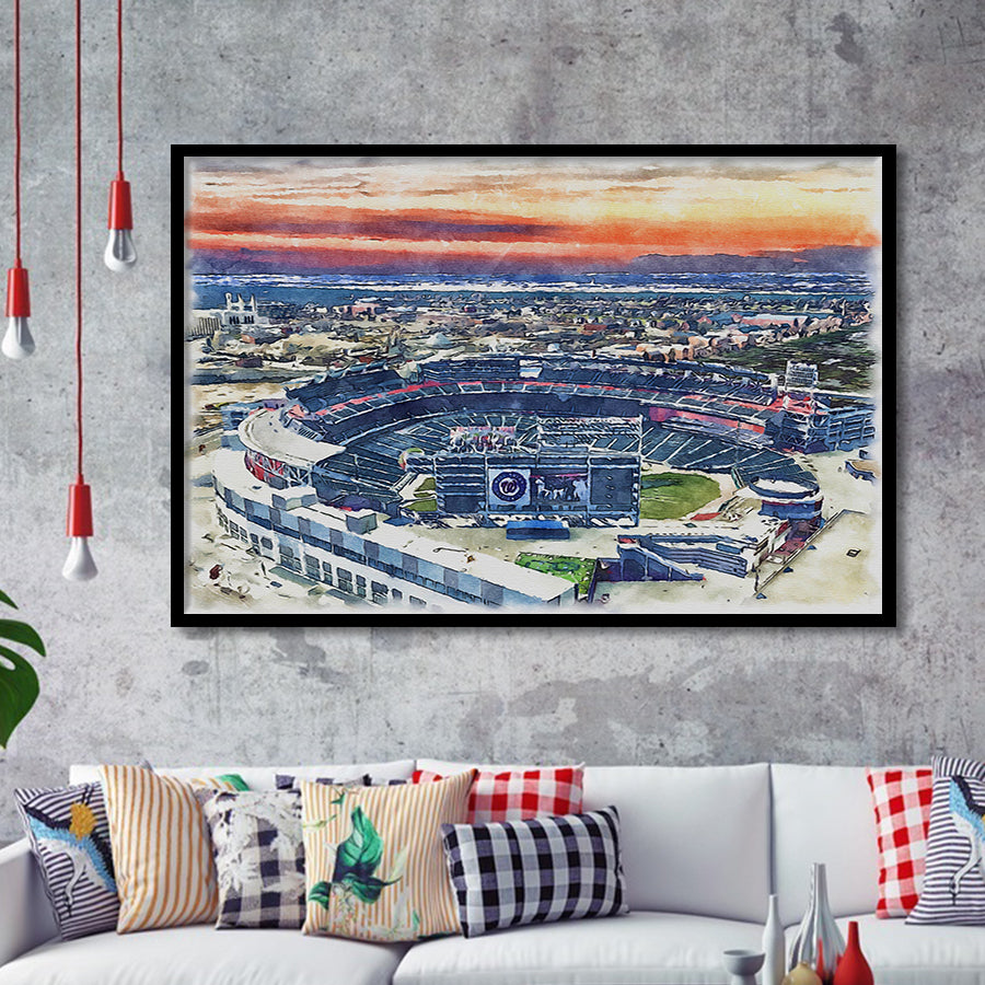 Nationals Park WaterColor Framed Art Prints, Washington, D.C. Baseball Watercolor, Stadium Art Gifts