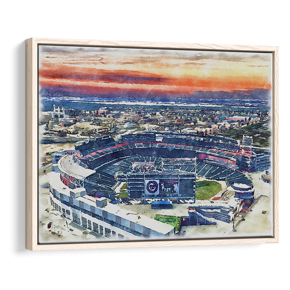 Nationals Park WaterColor Framed Canvas Prints, Washington, D.C. Baseball Watercolor, Stadium Art Gifts, Floating Frame