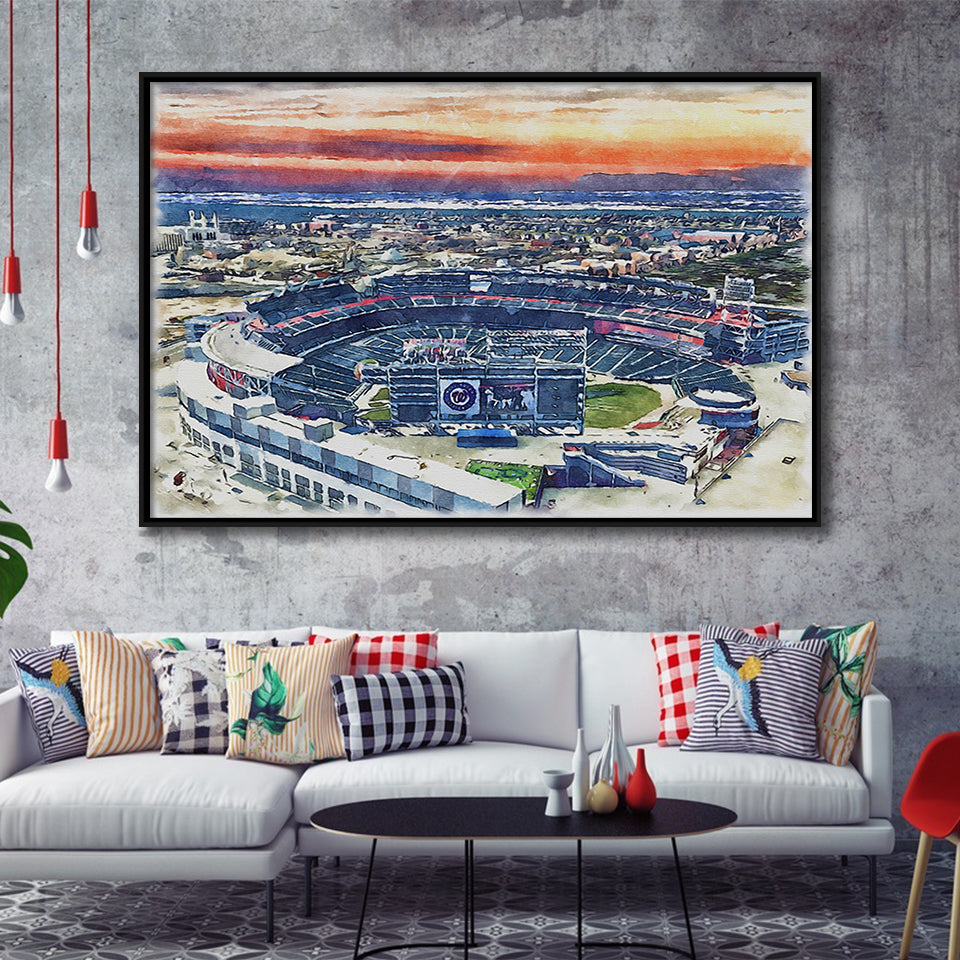 Nationals Park WaterColor Framed Canvas Prints, Washington, D.C. Baseball Watercolor, Stadium Art Gifts, Floating Frame