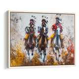 Native American African Man Riding Horses Oil Painting, Framed Canvas Print Wall Art Decor, Floating Frame Painting Canvas