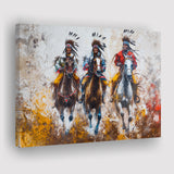 Native American African Man Riding Horses Oil Painting, Canvas Print Wall Art Home Decor, Painting Canvas Art Print