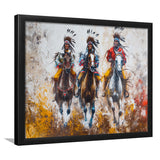 Native American African Man Riding Horses Oil Painting, Framed Art Print Wall Decor, Picture Framed Painting Art