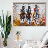 Native American African Man Riding Horses Oil Painting, Framed Canvas Print Wall Art Decor, Floating Frame Painting Canvas
